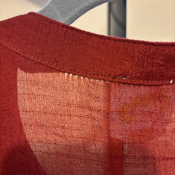 Fig and Flower Floral Embroidered Blouse Button Front Burgundy - Picture 10 of 11